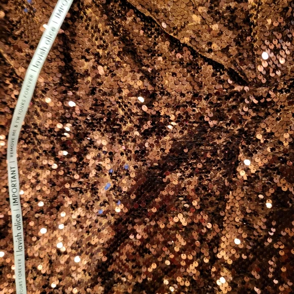Lavish Alice maya velvet sequin asymmetric mini dress in chocolate - Picture 8 of 8